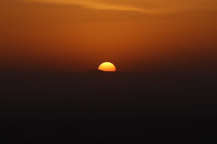 日落时分晴朗天空中的太阳