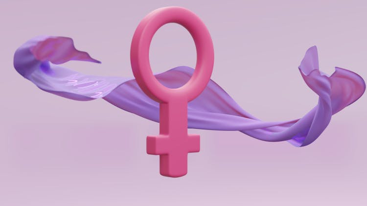 带有紫色波浪的粉红色女性标志