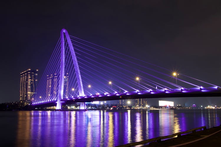 紫灯斜拉桥夜景