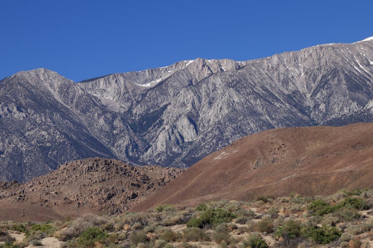 晴朗蓝天下的山谷和落基山脉风景