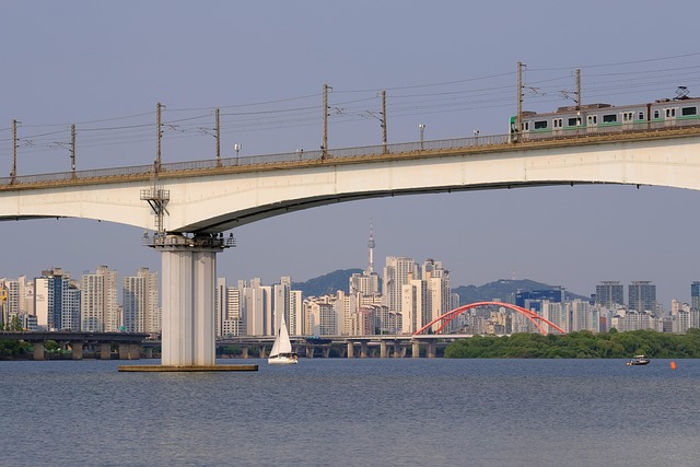 汉江日落城市