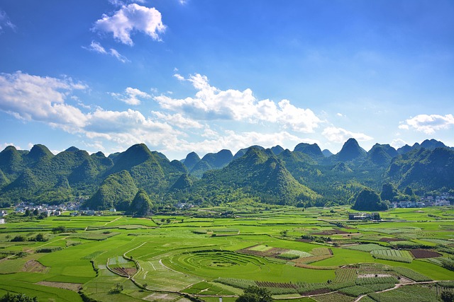 喀斯特乡村田野景观