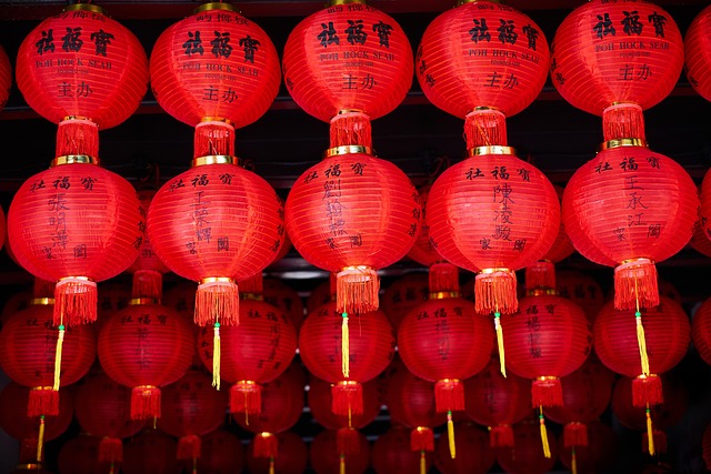 中国红灯纸装饰