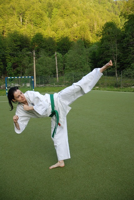 空手道踢女孩武术