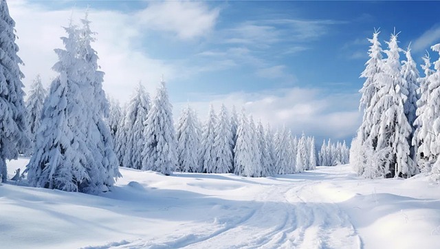 树木森林雪冬季景观
