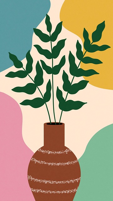 花瓶叶子枝陶瓷