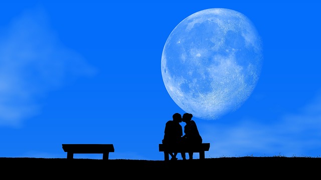 夜月天蓝色情侣爱情