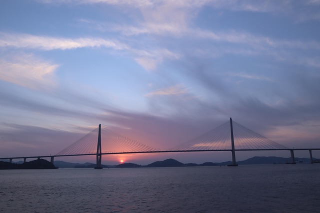 海日落桥天空莫波云