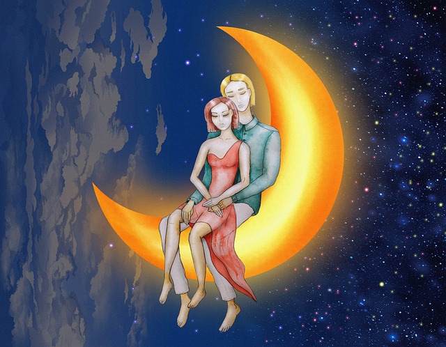 月亮上的夜晚情侣