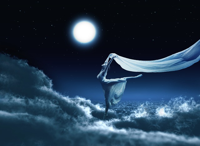 云夜芭蕾舞女月亮天空