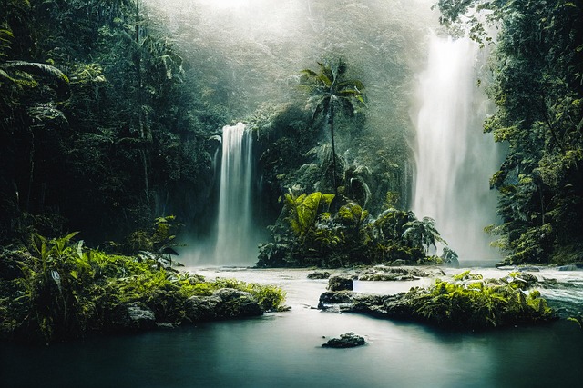 人工智能生成的河流瀑布