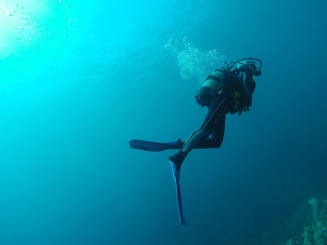 潜水海水潜水员蓝色