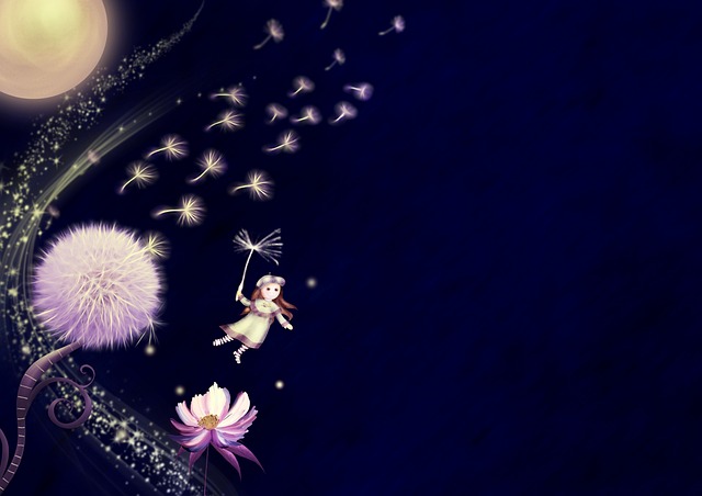 幻想蒲公英月亮花女孩